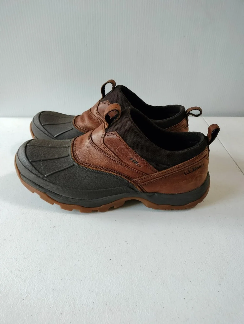 L.L. Bean Storm Chaser 5 Mens Brown Slip-On Duck Ankle Boots 13 All Weather